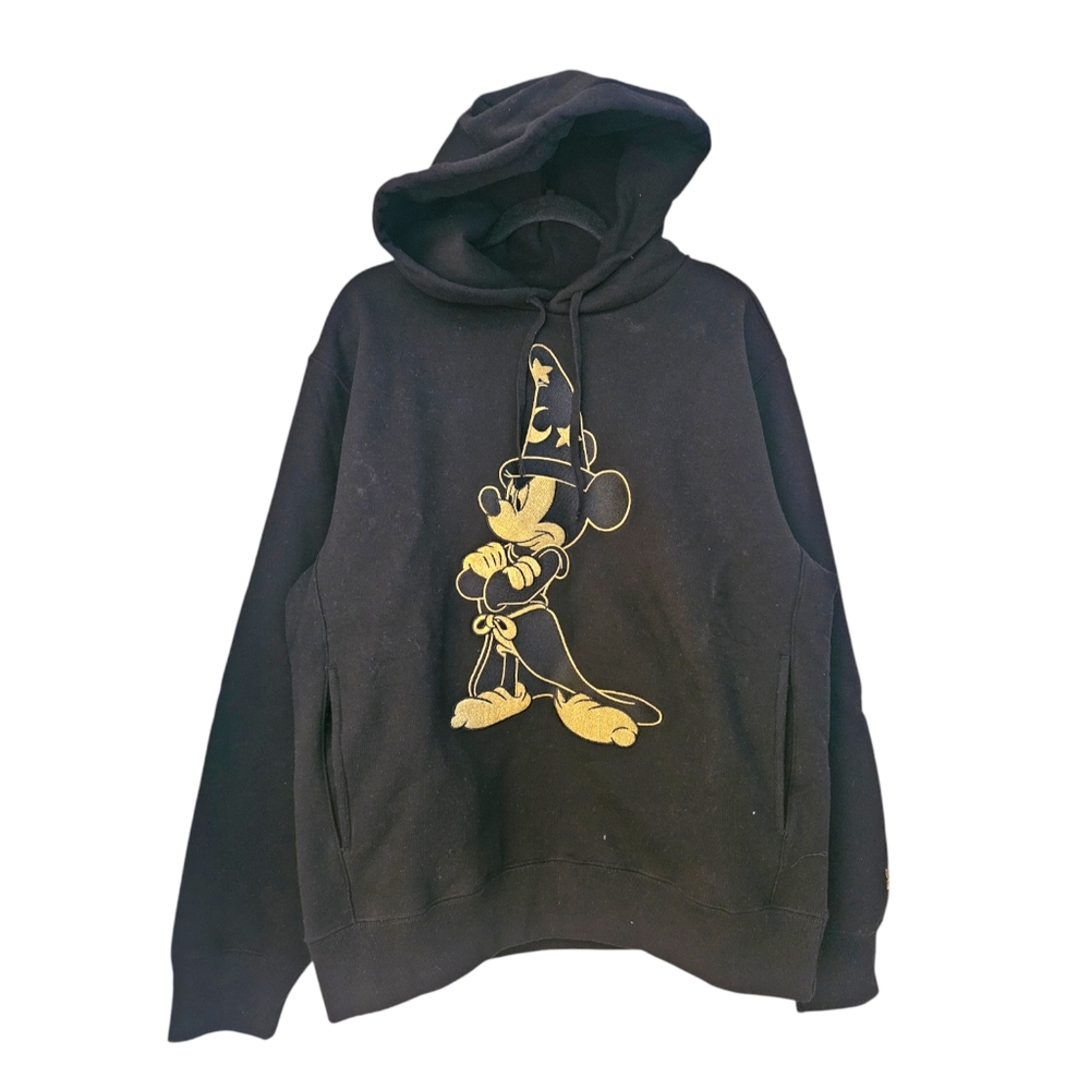 DISNEY x OVO Black Gold Embroidered Fantasia Sorcerer Mickey Hoodie Large NWT